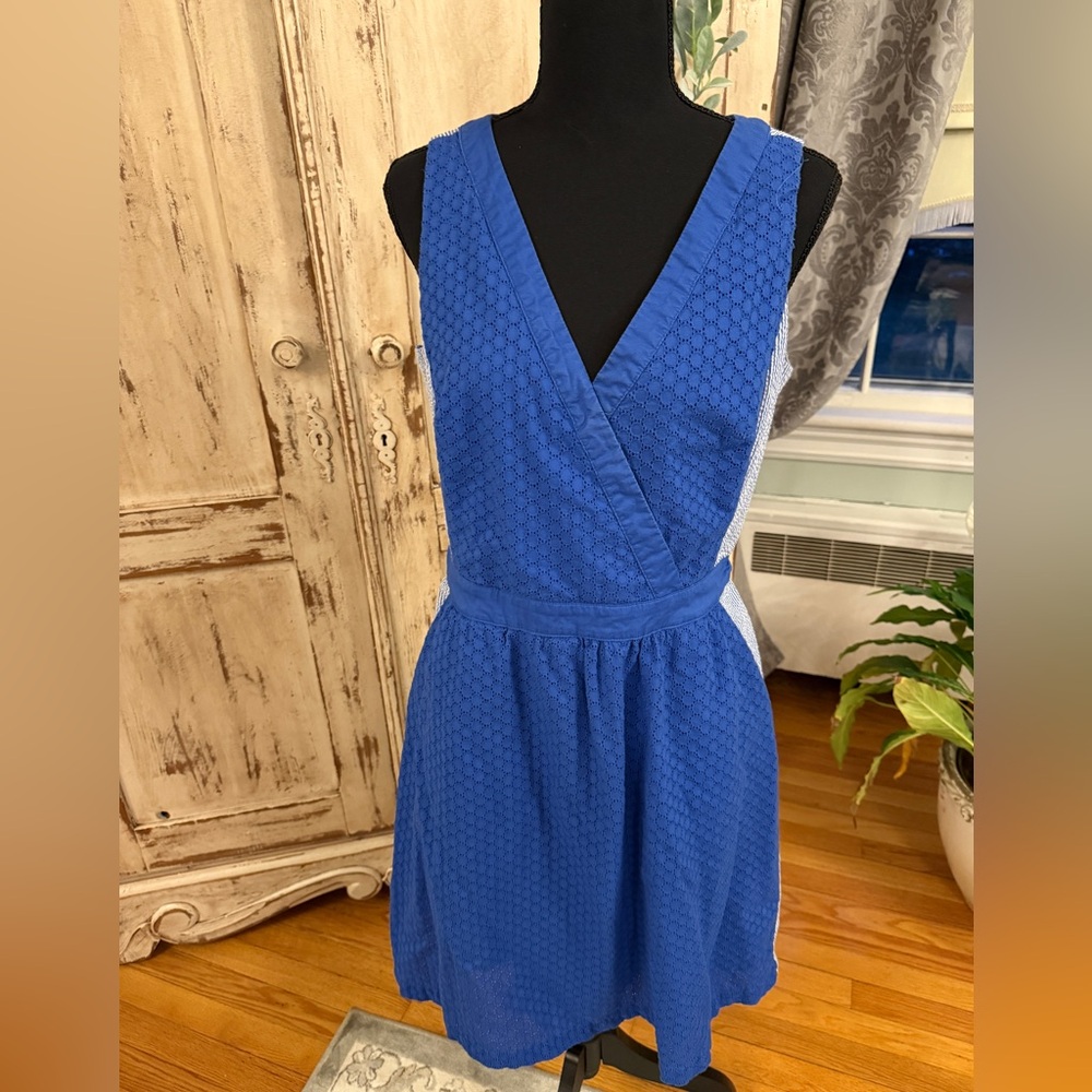Tommy Hilfiger Cotton Eyelet Dress. Blue/white. Size 10. Preppy